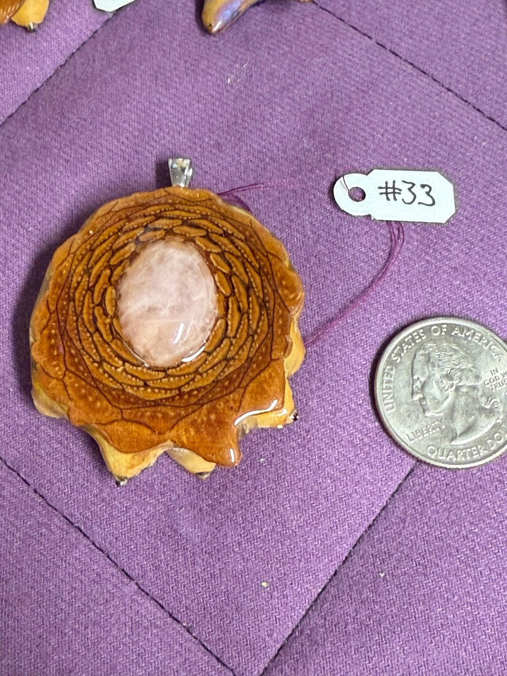 Image of Rose Quartz Pinecone Pendant #33