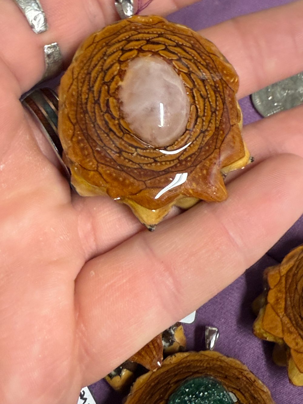 Image of Rose Quartz Pinecone Pendant #33