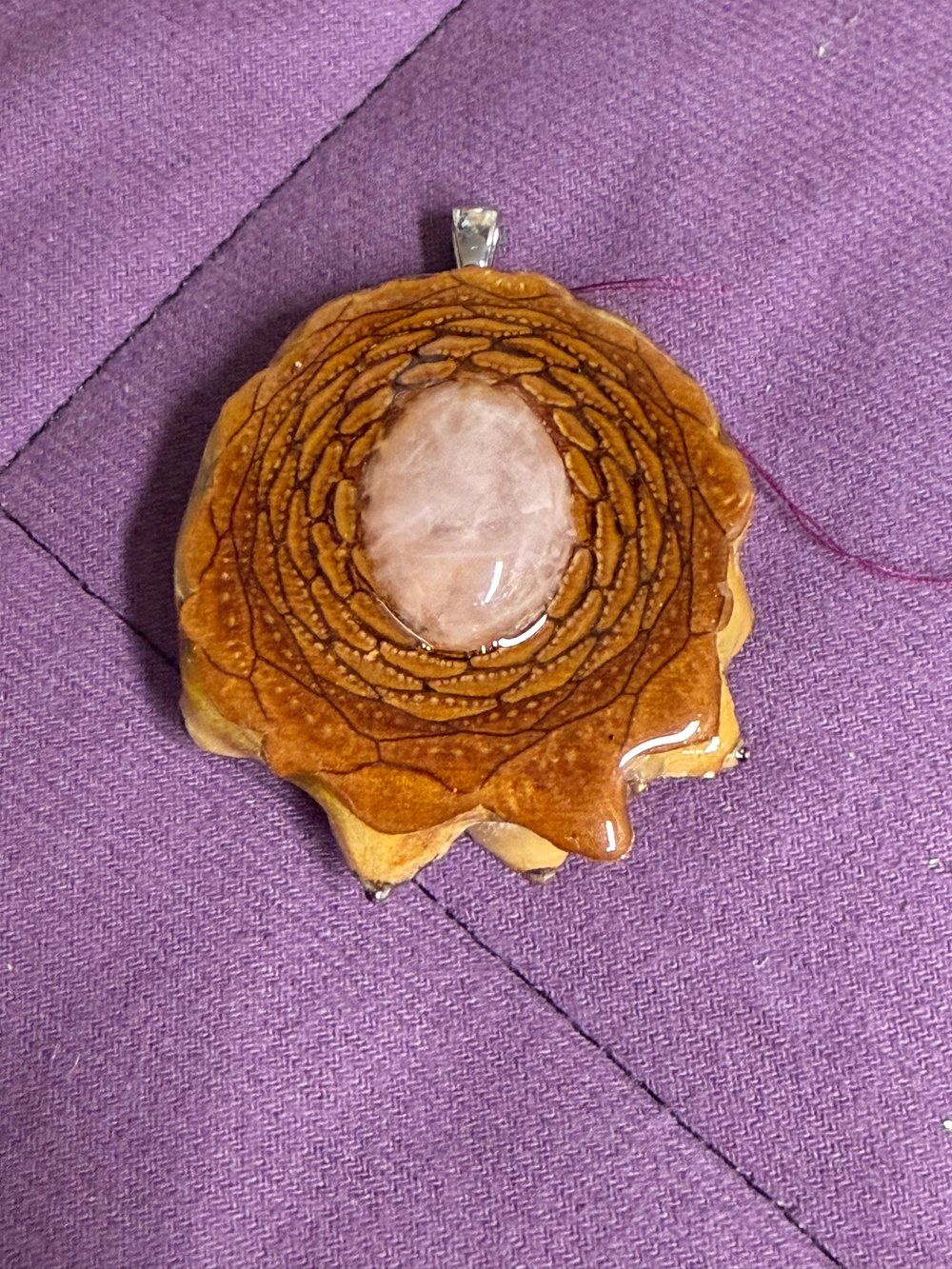 Image of Rose Quartz Pinecone Pendant #33