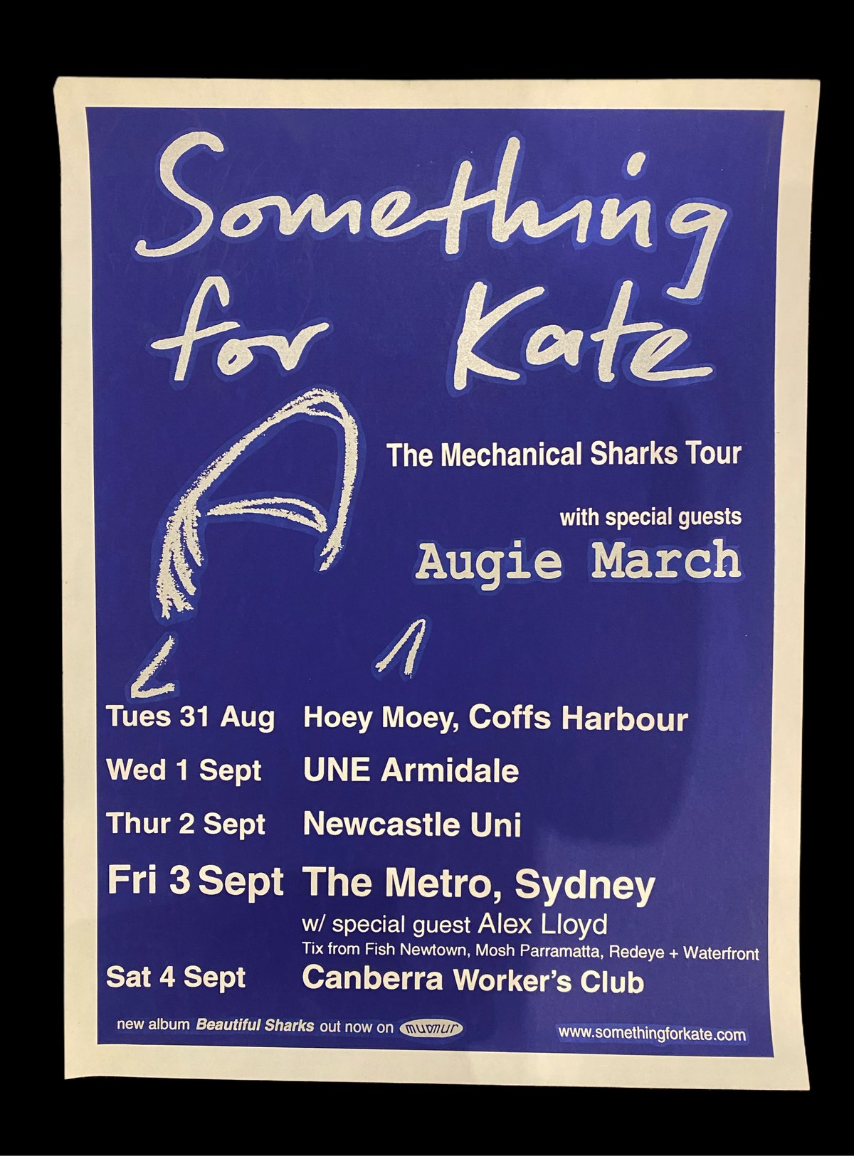 Image of Something for Kate 'Mechanical Sharks'  NSW/ ACT screen printed poster 1999 RARE