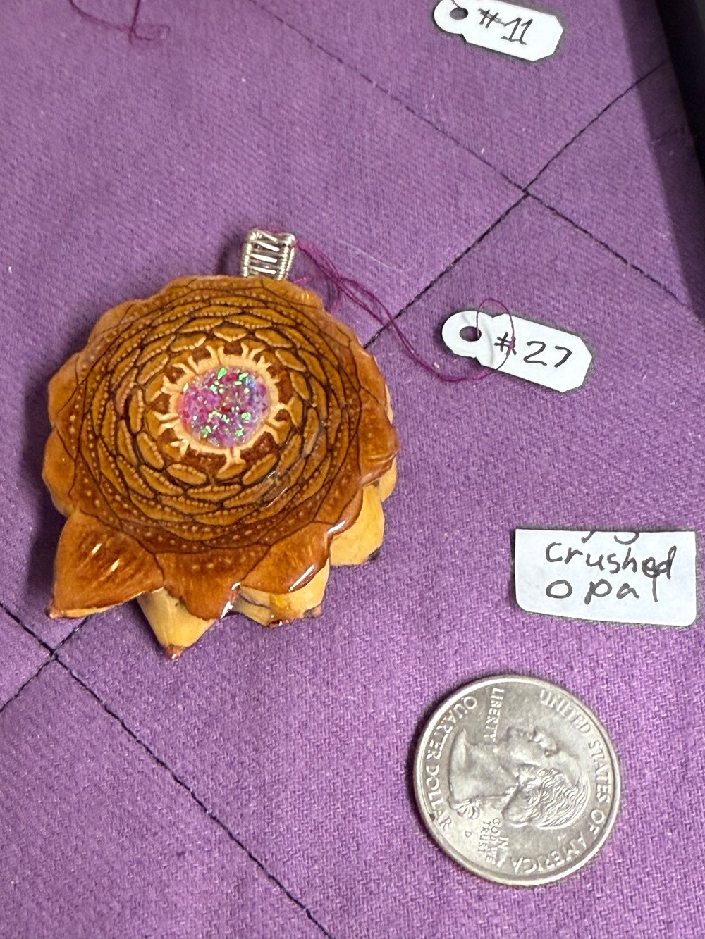 Image of Crushed Opal Pinecone Pendant #27