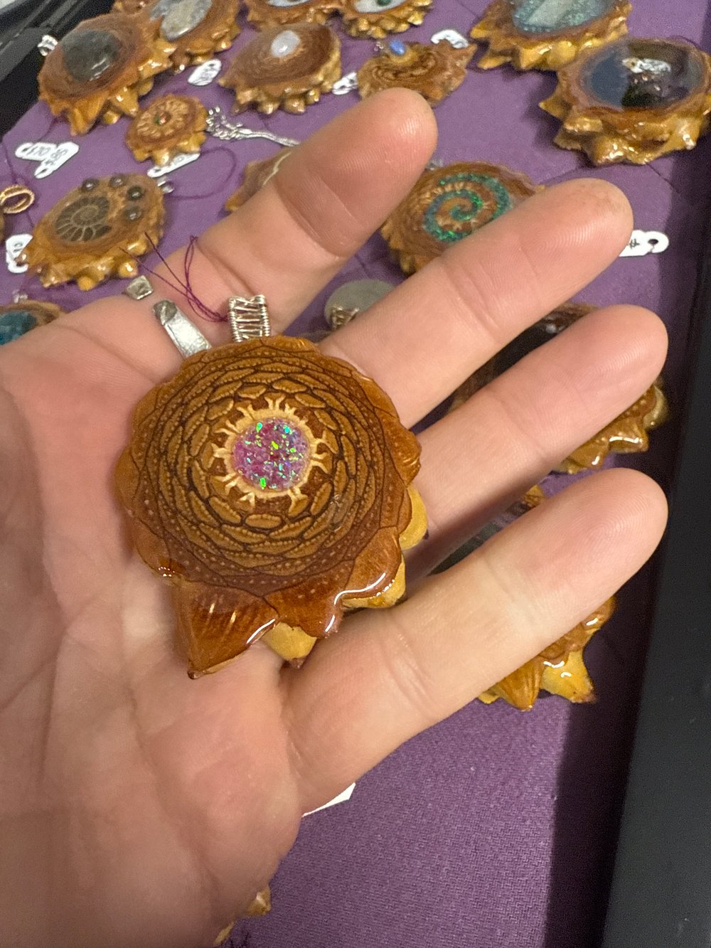 Image of Crushed Opal Pinecone Pendant #27