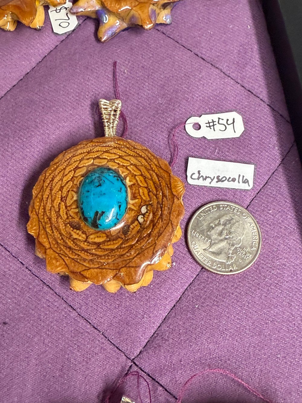 Image of Chrysocolla Pinecone Pendant #55