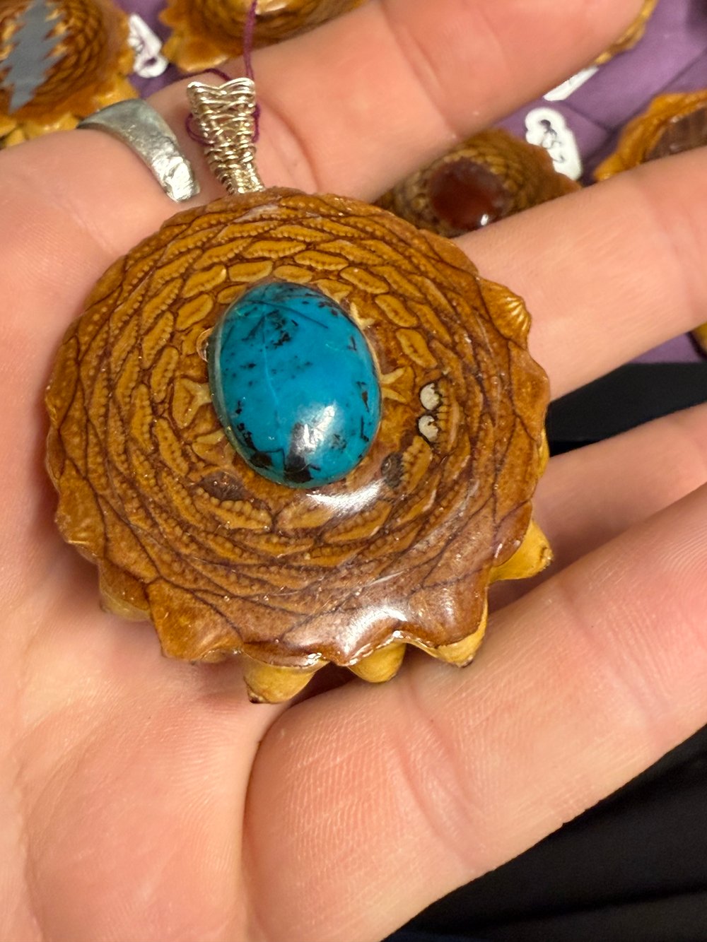 Image of Chrysocolla Pinecone Pendant #55
