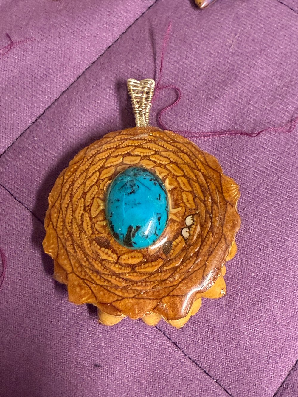 Image of Chrysocolla Pinecone Pendant #55
