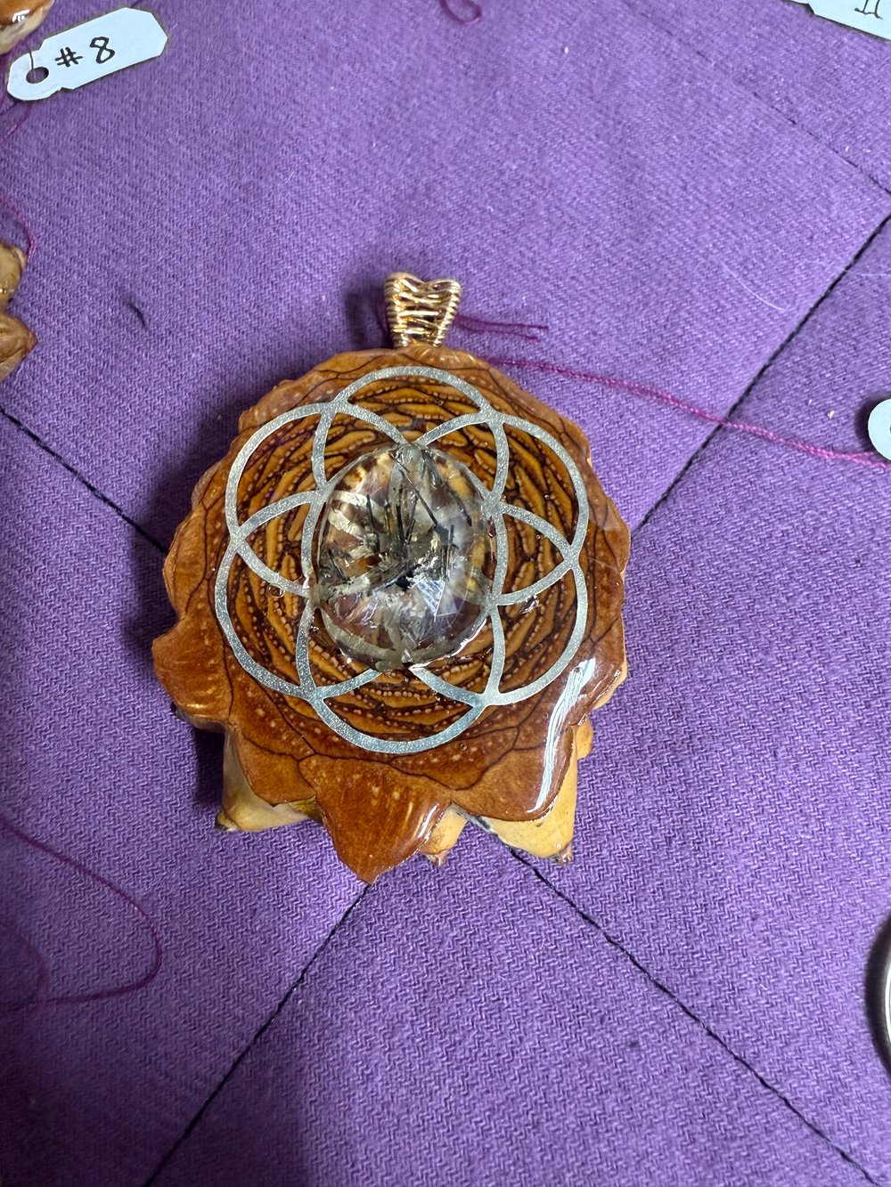 Image of Black Rutile Seed of Life Pinecone Charm | Handmade PNW Jewelry | #19