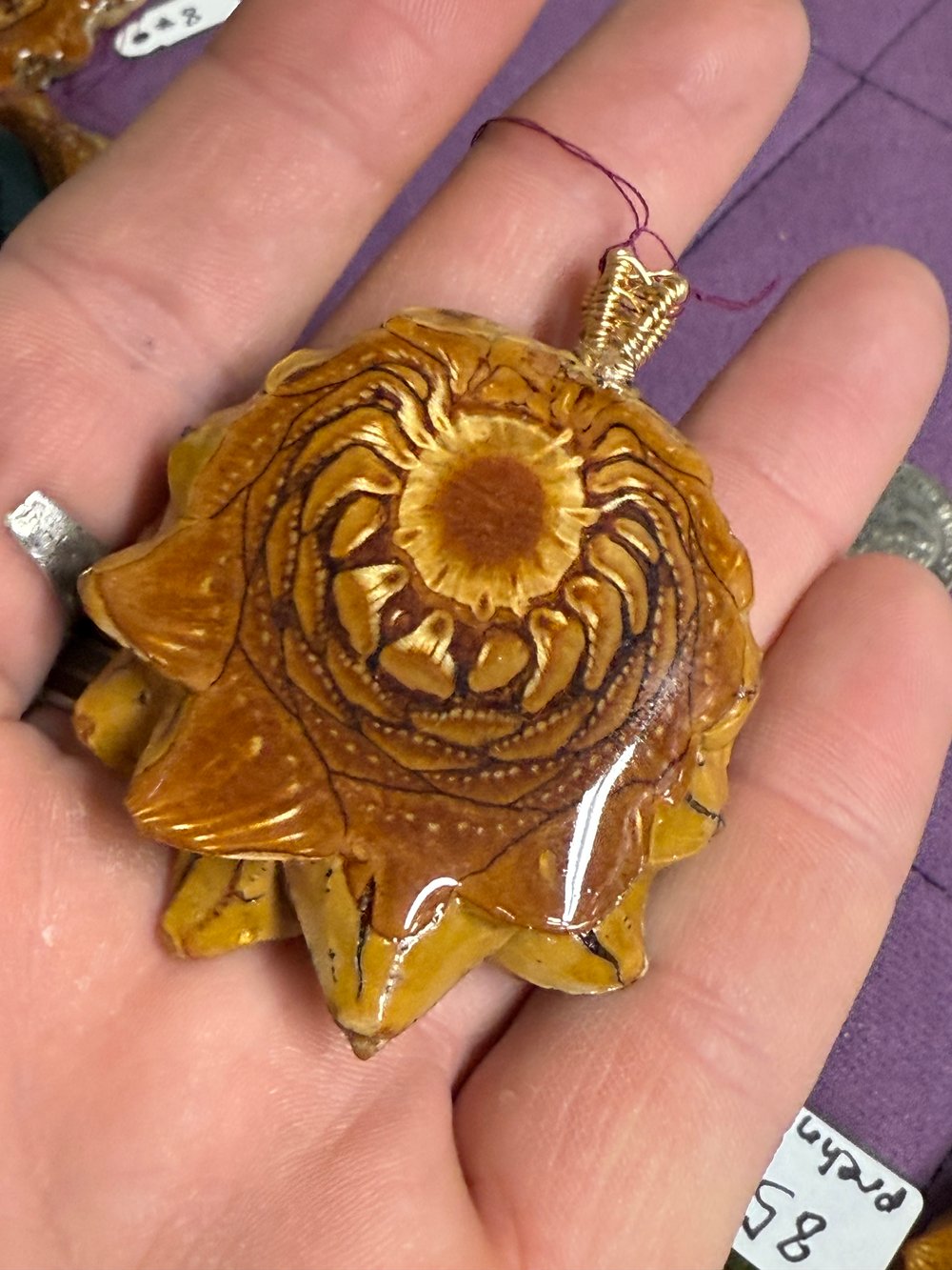 Image of Black Rutile Seed of Life Pinecone Pendant #20