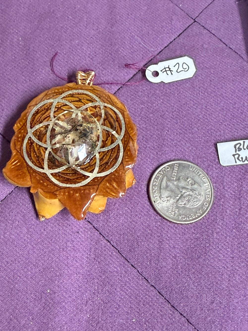 Image of Black Rutile Seed of Life Pinecone Pendant #20
