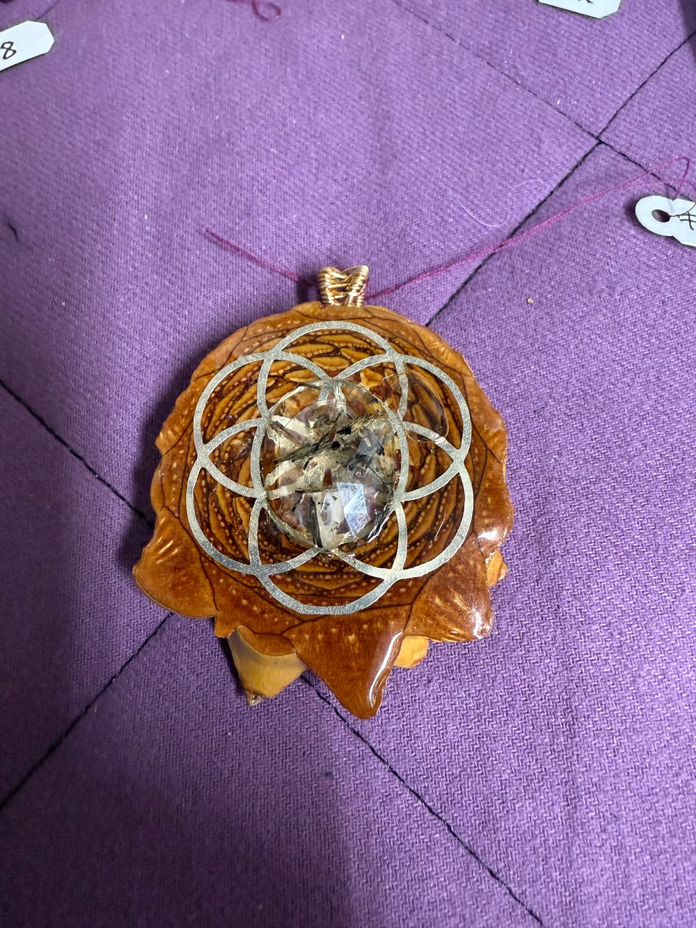 Image of Black Rutile Seed of Life Pinecone Pendant #20