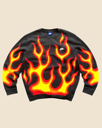 Image 1 of REWORKED NIKE FLAME CUT & SEWN SWEATSHIRT SIZE L