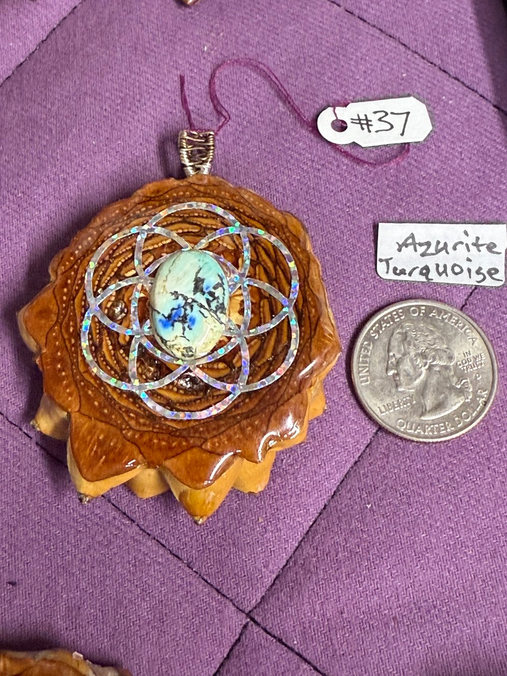 Image of Azurite Turquoise Pendant #37