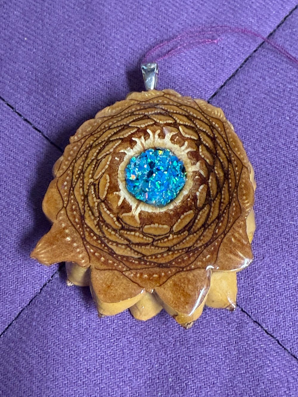 Image of Crushed Opal Pinecone Charm | Handmade PNW Jewelry | #25