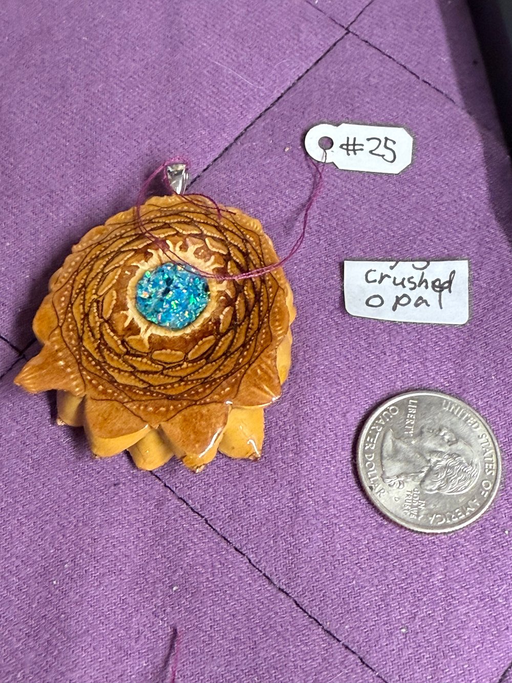 Image of Crushed Opal Pinecone Charm | Handmade PNW Jewelry | #25