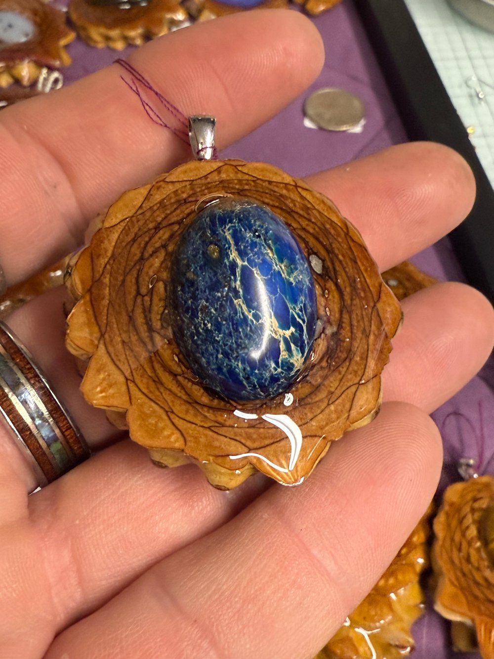 Image of Blue Sea Sediment Jasper Charm | Handmade PNW Jewelry | #53