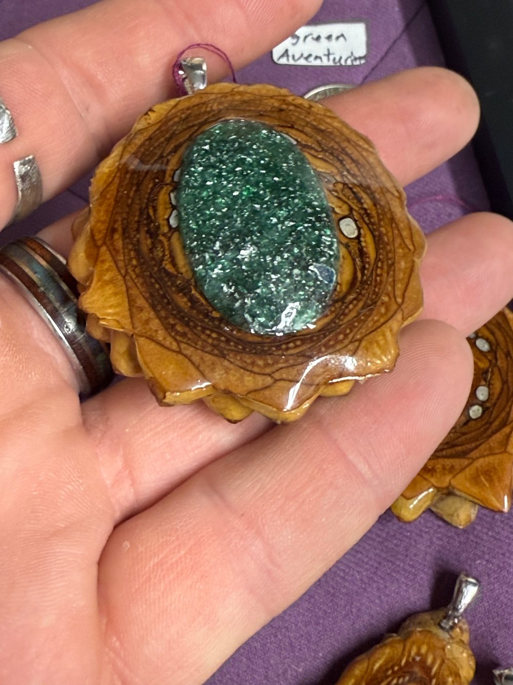 Image of Green Aventurine Pinecone Pendant #48