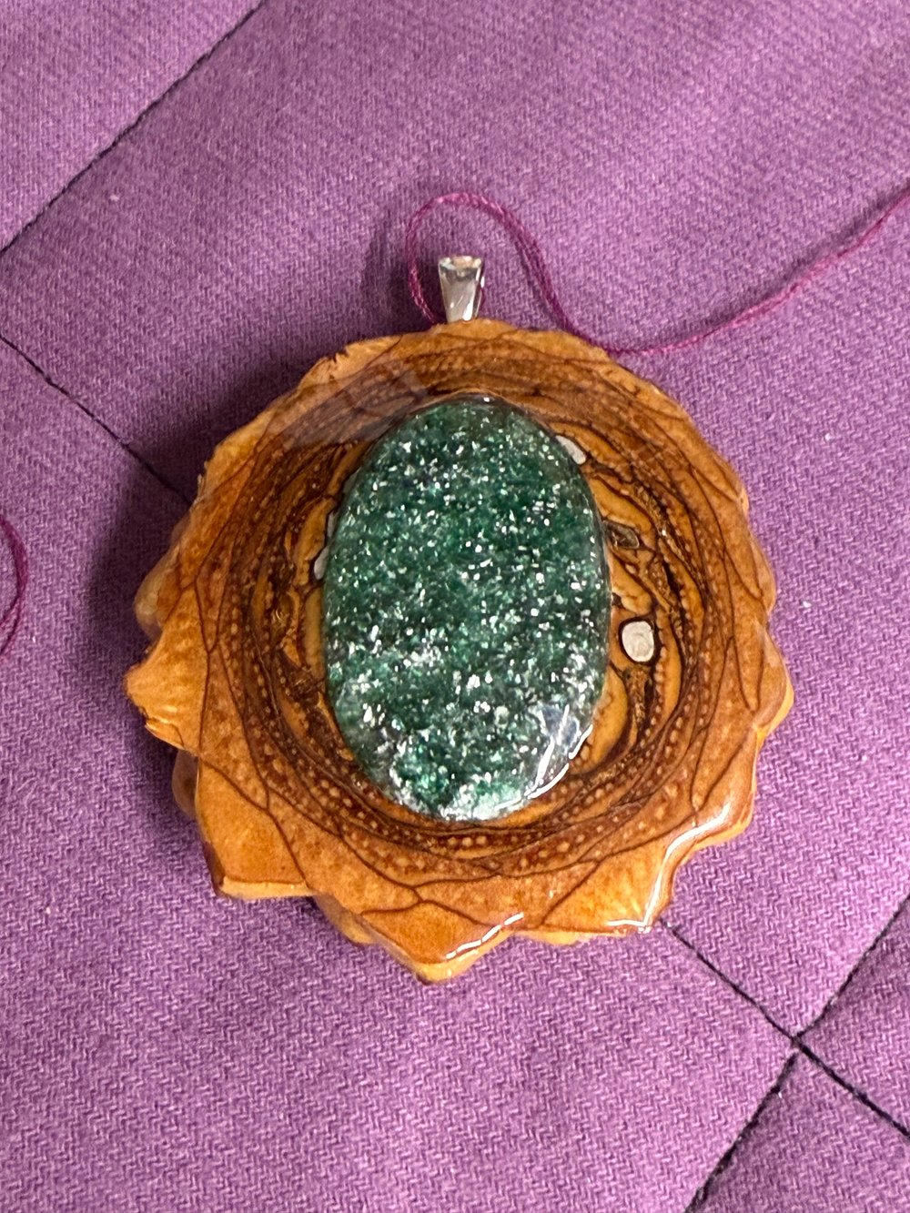 Image of Green Aventurine Pinecone Charm | Handmade PNW Jewelry #48