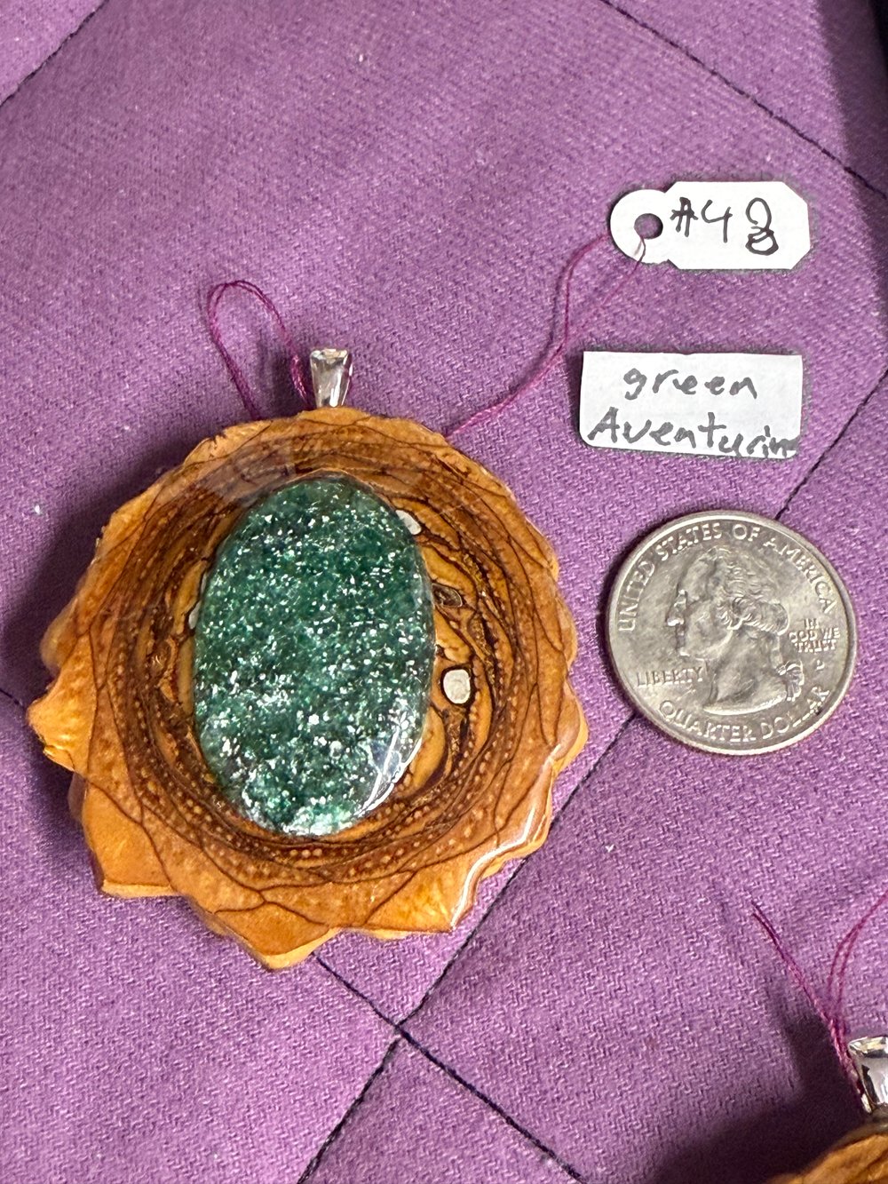 Image of Green Aventurine Pinecone Pendant #48