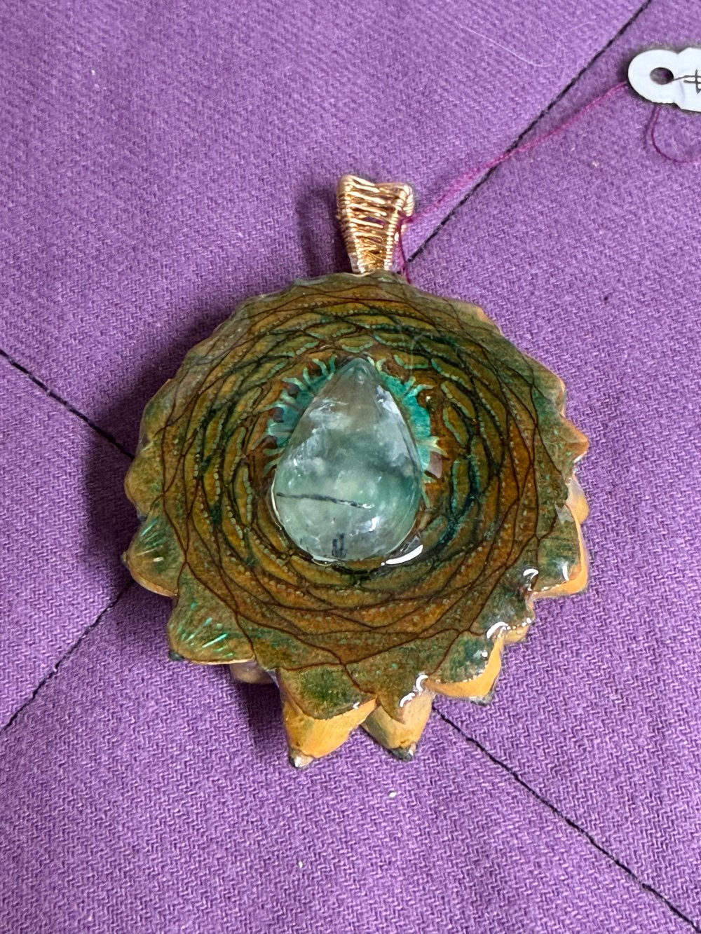 Image of Prehnite Pinecone Charm | Handmade PNW Jewelry | #21