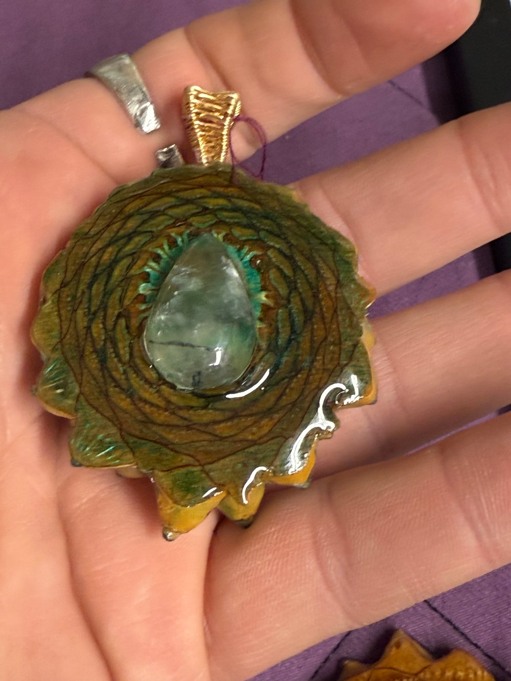 Image of Prehnite Pinecone Charm | Handmade PNW Jewelry | #21