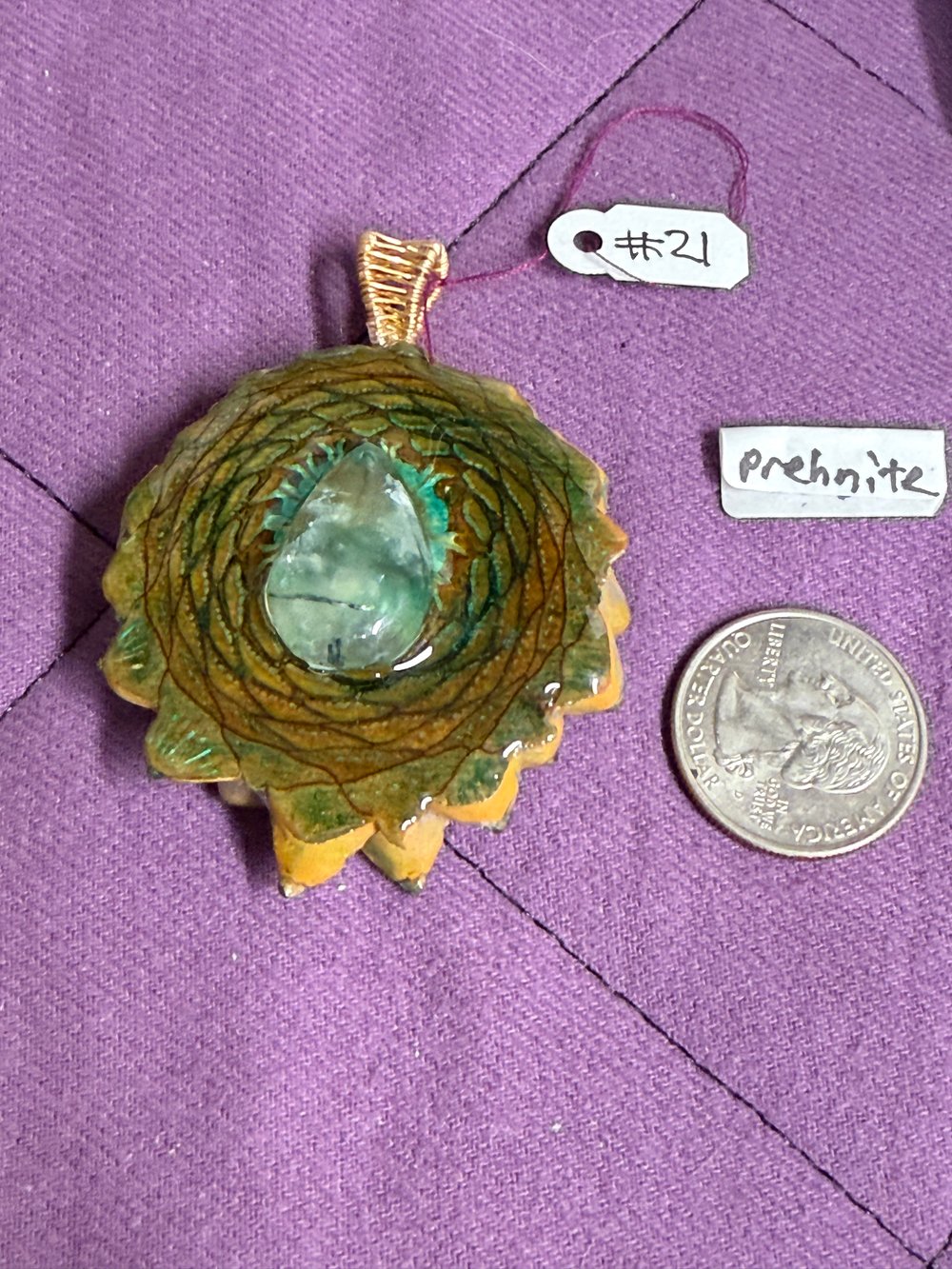 Image of Prehnite Pinecone Charm | Handmade PNW Jewelry | #21