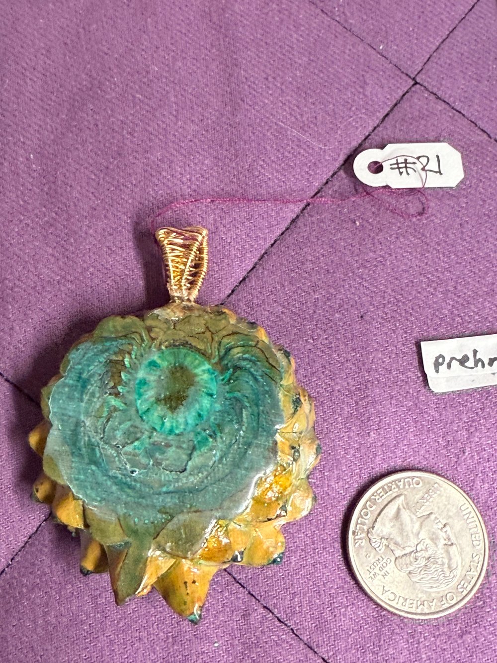 Image of Prehnite Pinecone Charm | Handmade PNW Jewelry | #21