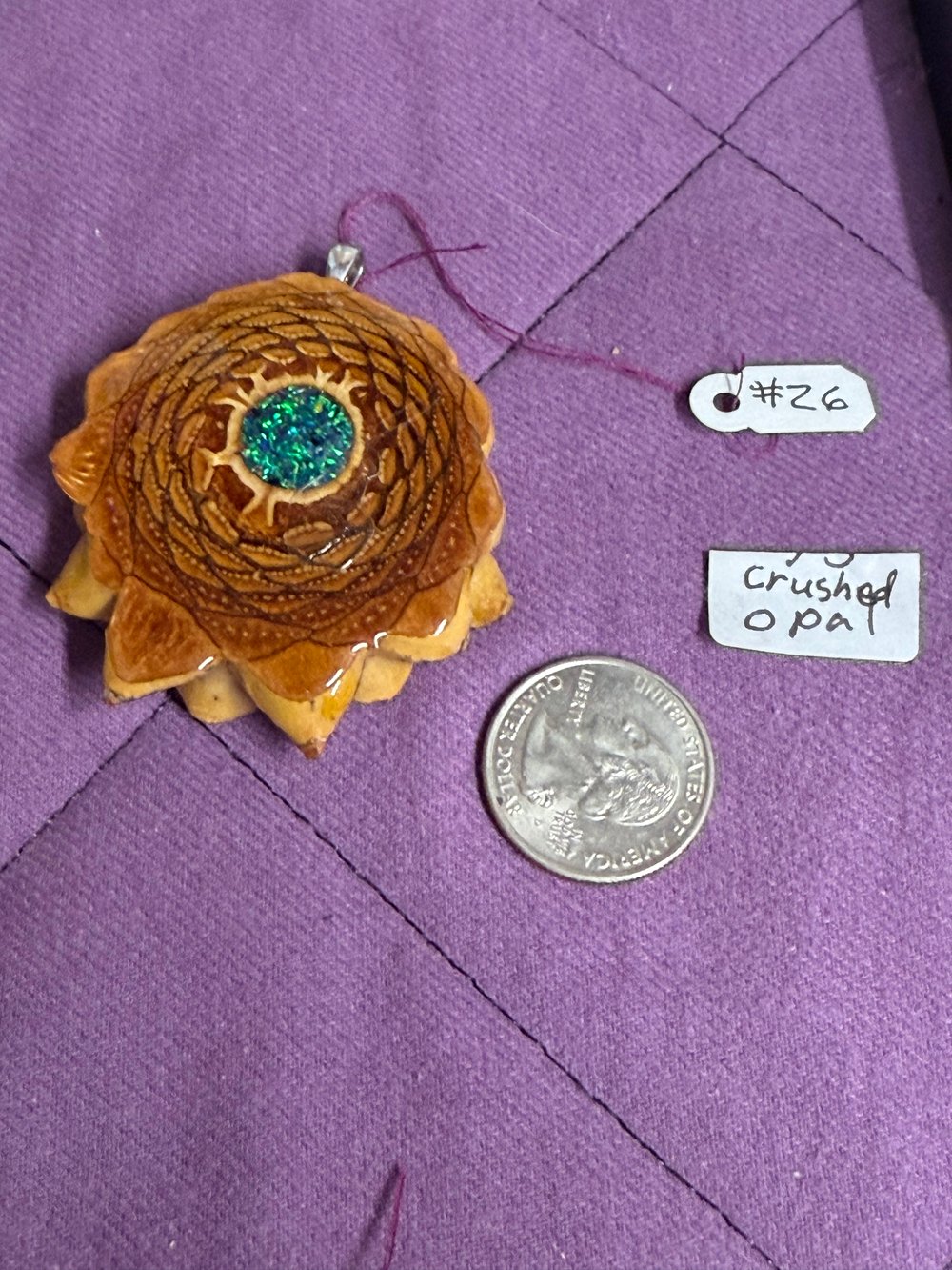 Image of Crushed Opal Pinecone Pendant #26