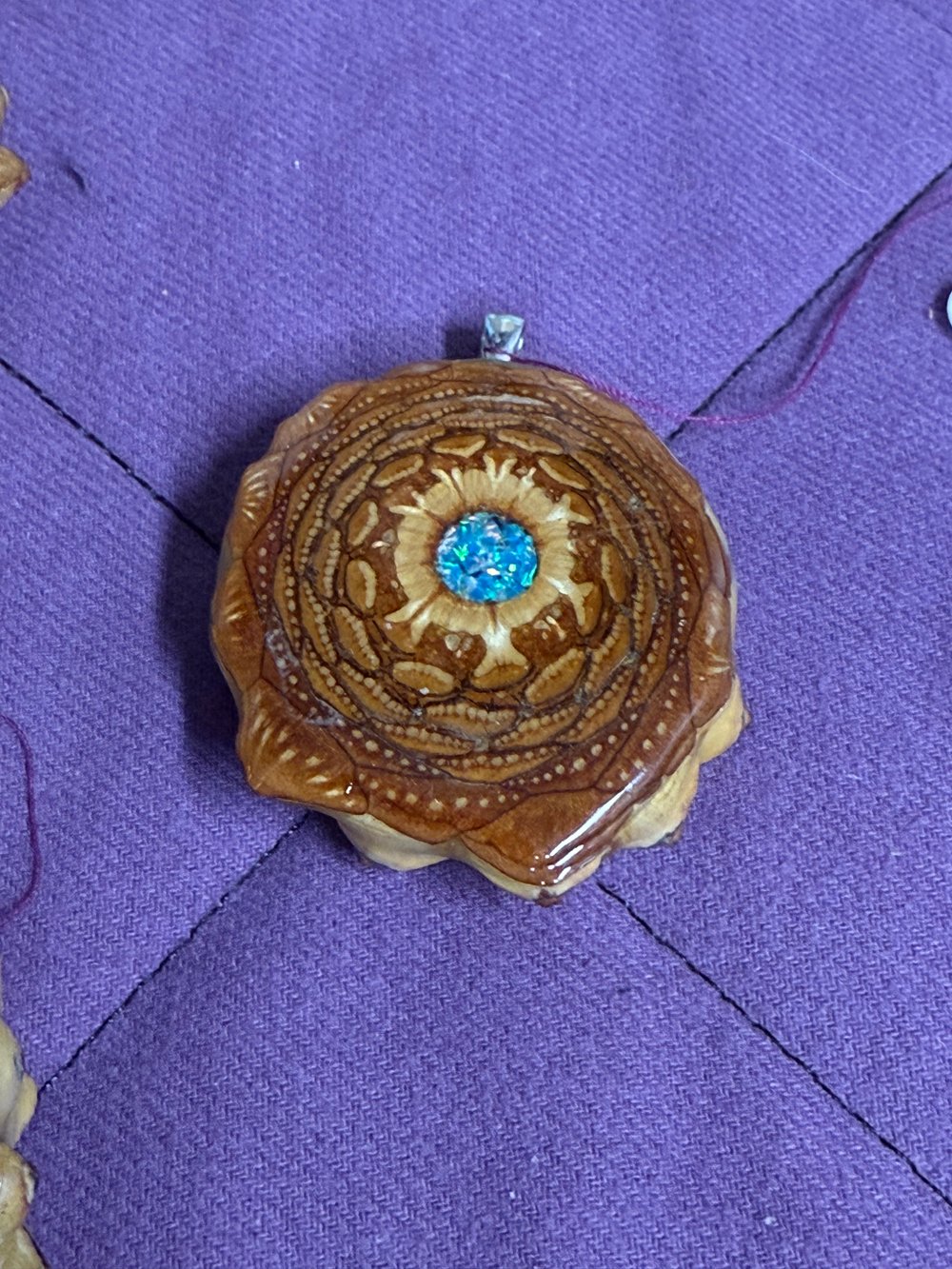 Image of Crushed Opal Pinecone Charm | Handmade PNW Jewelry | #26