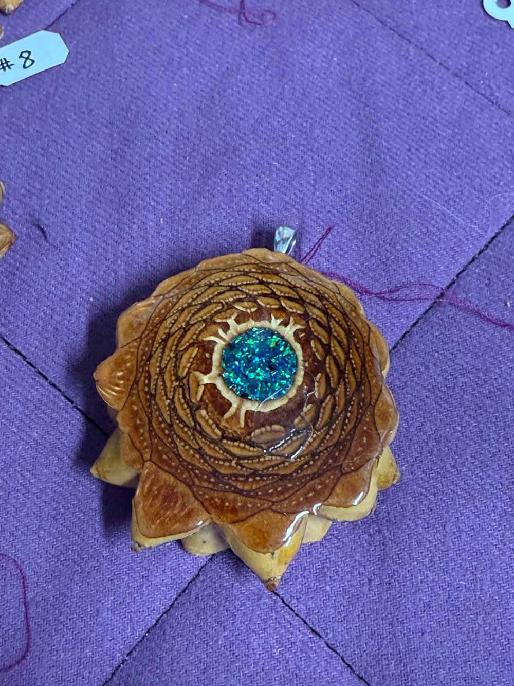 Image of Crushed Opal Pinecone Charm | Handmade PNW Jewelry | #26