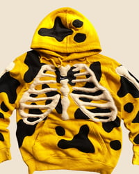 Image 3 of REWORKED NIKE FLOW 3D PUFF BONES YELLOW HOODIE SIZE M