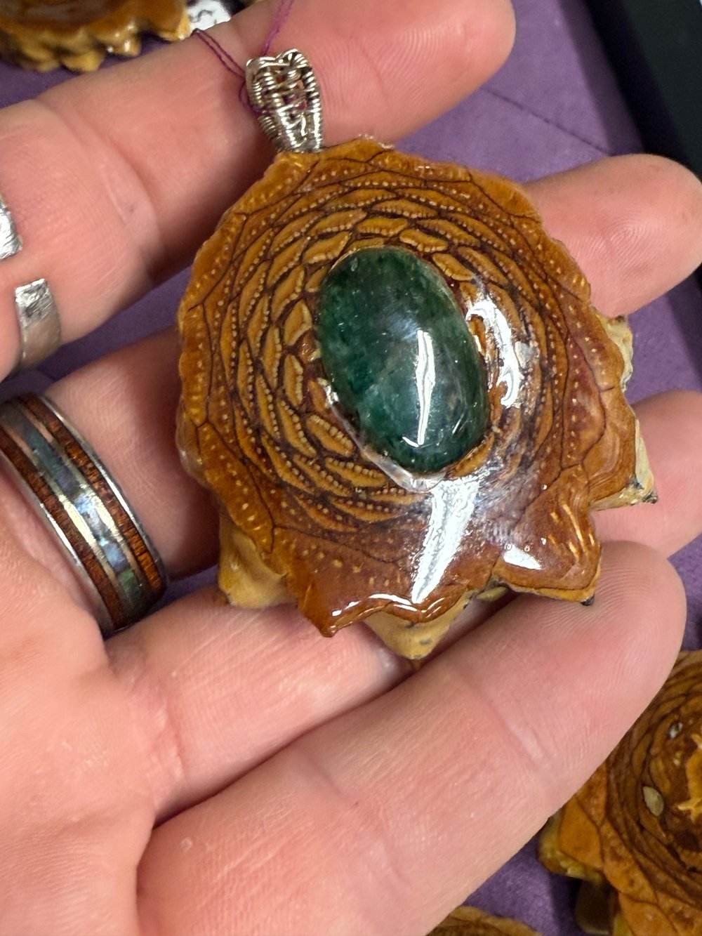 Image of Green Jasper Pinecone Charm| Handmade PNW Jewelry | #42