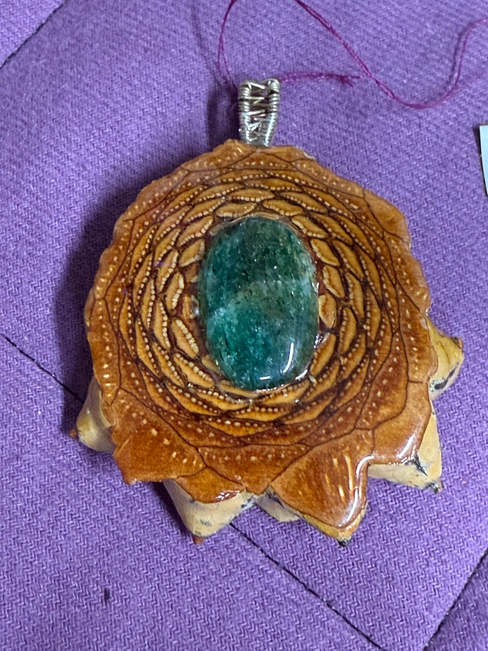 Image of Green Jasper Pinecone Pendant #42