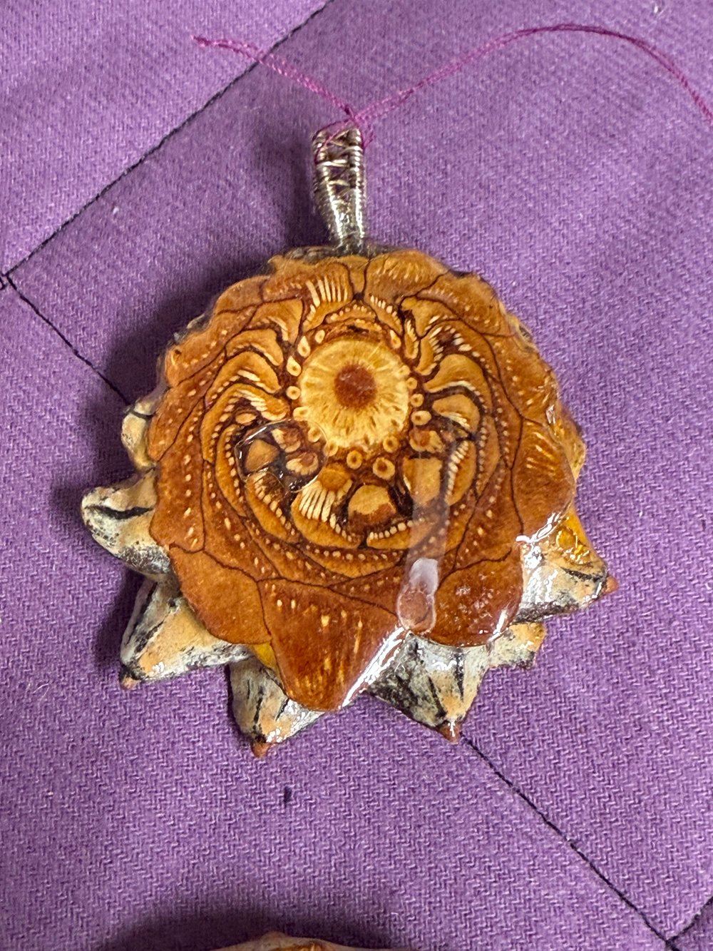Image of Green Jasper Pinecone Pendant #42