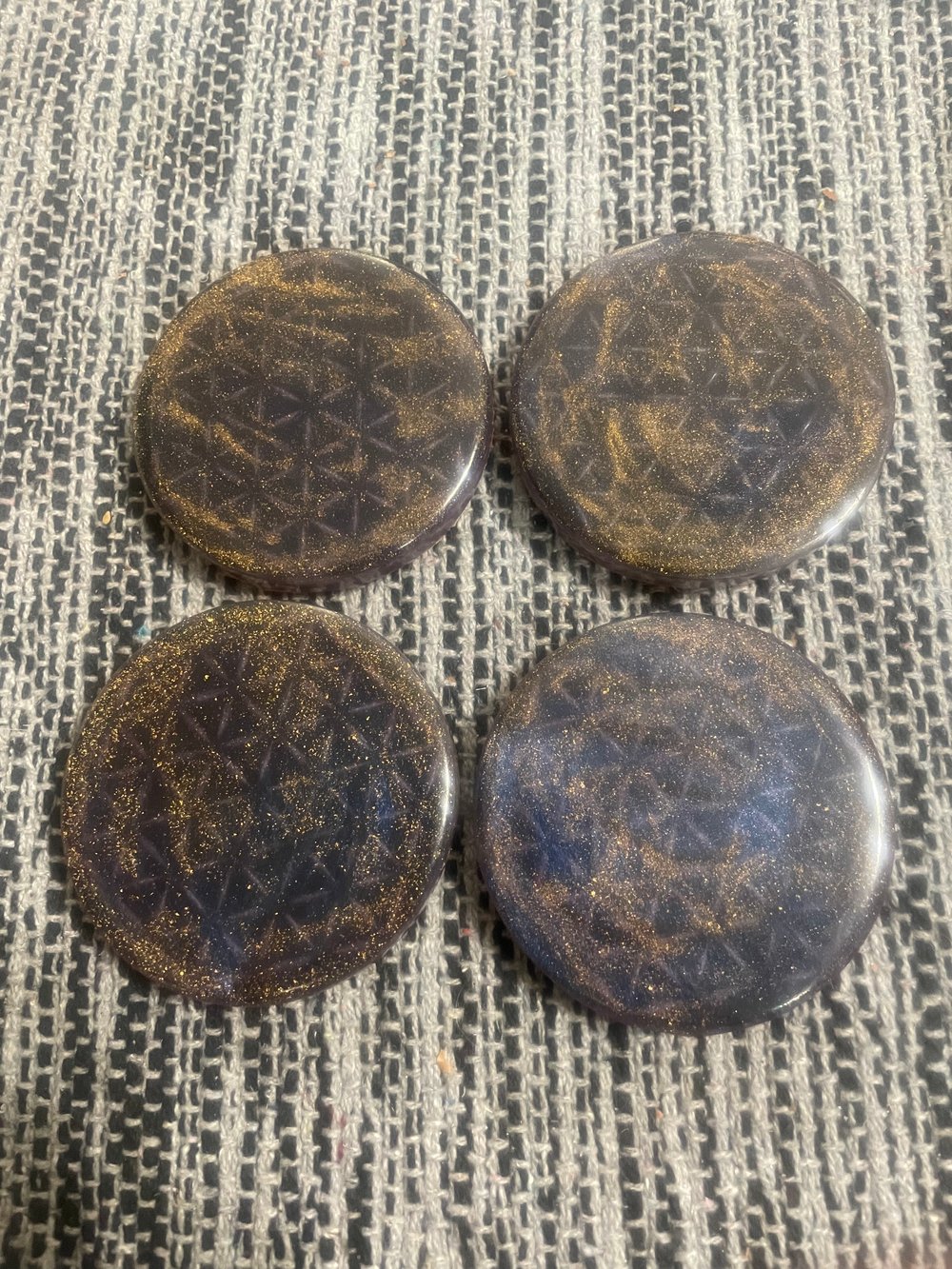 Image of Flower of Life Coasters With 24k gold Flake | Resin Art | Sacred Geometry | Drink Coasters