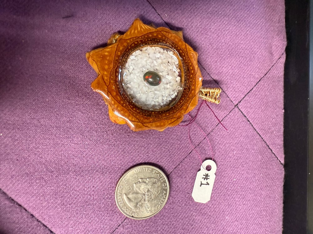 Image of Black Fire Opal Pinecone Pendant #1