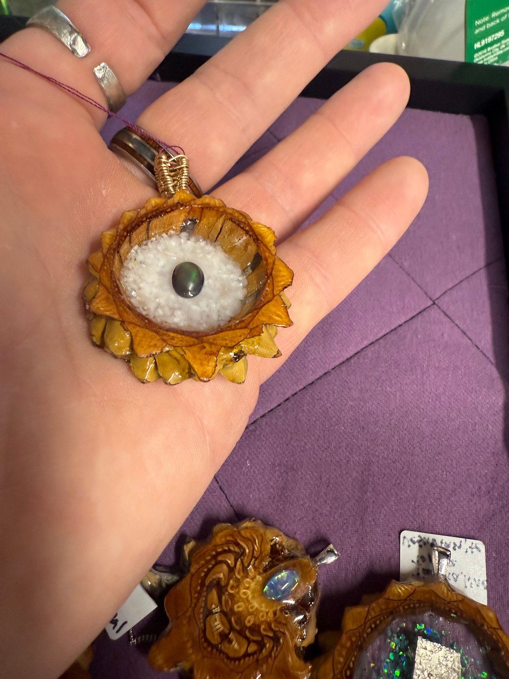 Image of Black Fire Opal Pinecone Pendant #2