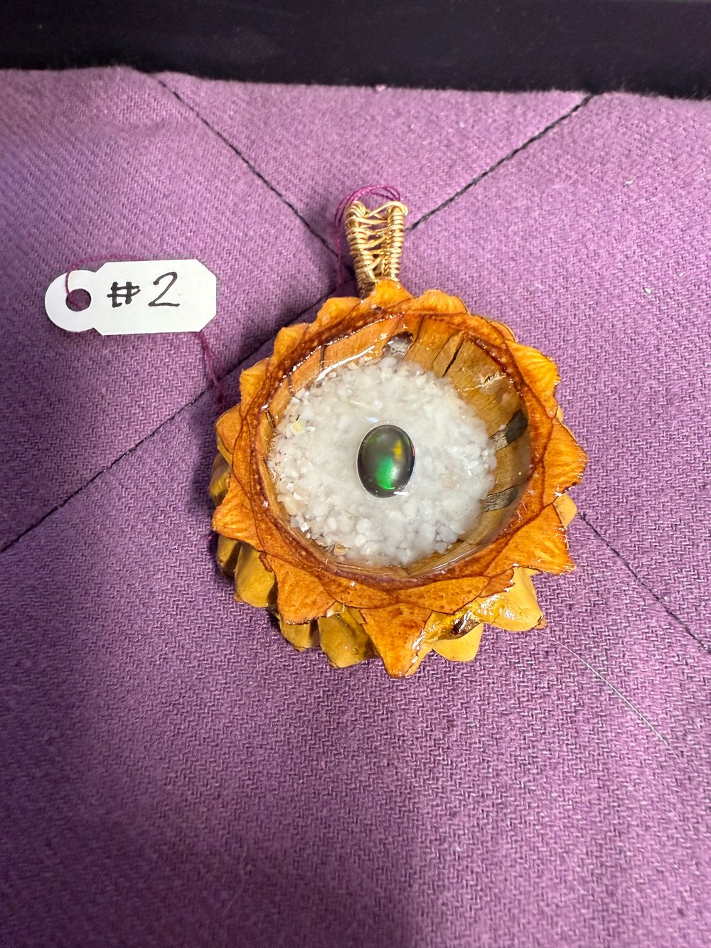 Image of Black Fire Opal Pinecone Pendant #2