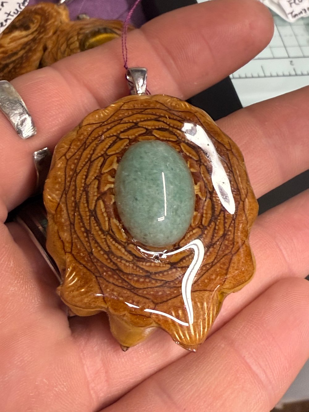 Image of Green Aventurine Pinecone Pendant #46