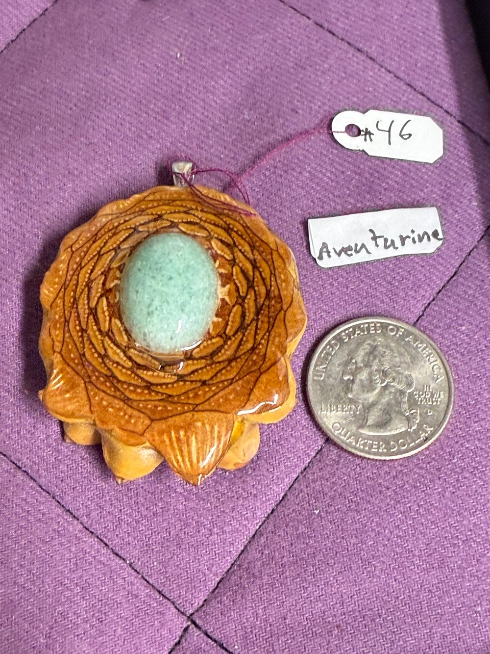 Image of Green Aventurine Pinecone Pendant #46