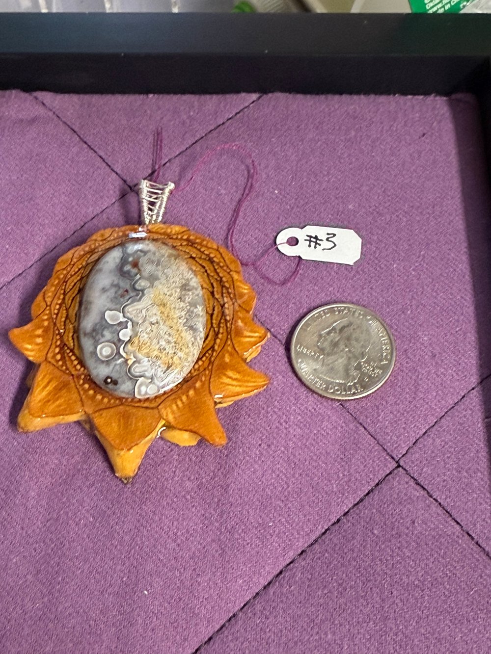 Image of Crazy Lace Agate Pinecone Pendant #3