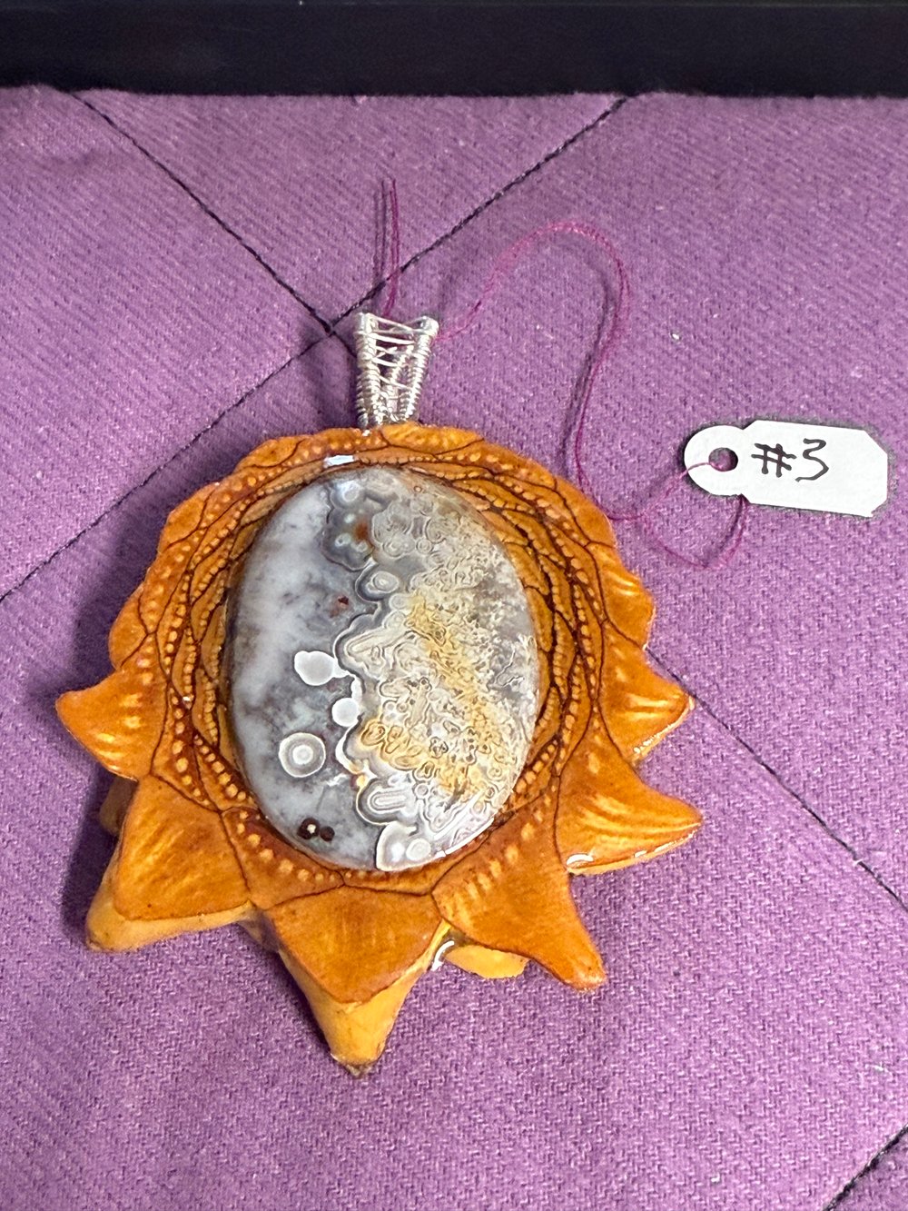 Image of Crazy Lace Agate Pinecone Pendant #3