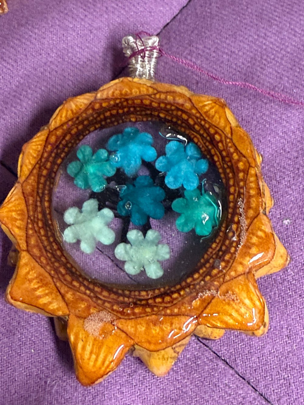 Image of Flowers and Shroom Pinecone Charm | Handmade PNW Jewelry | #40