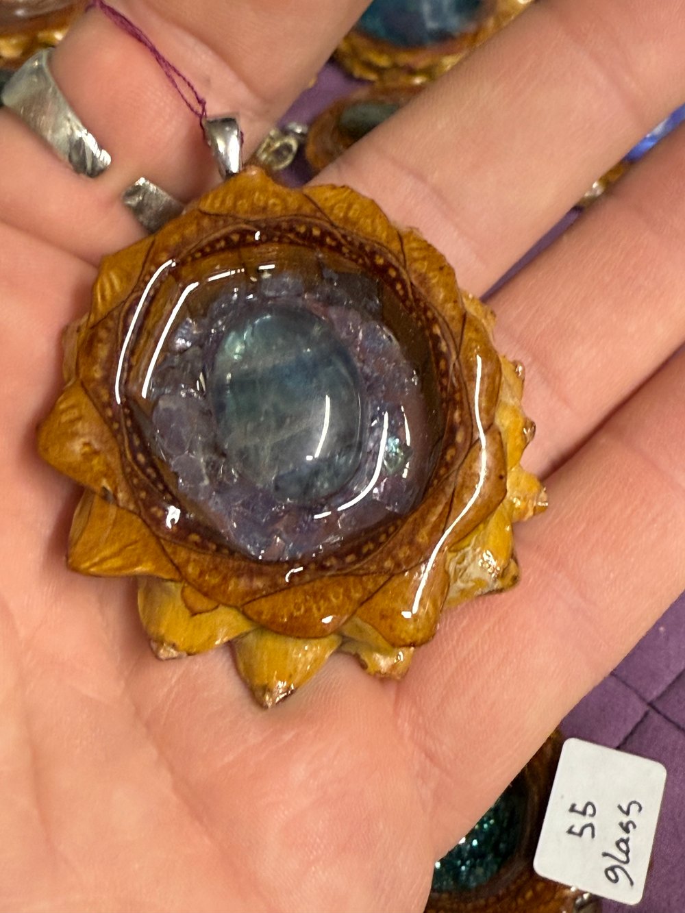 Image of Fluorite and Tanzanite Pinecone Pendant #34