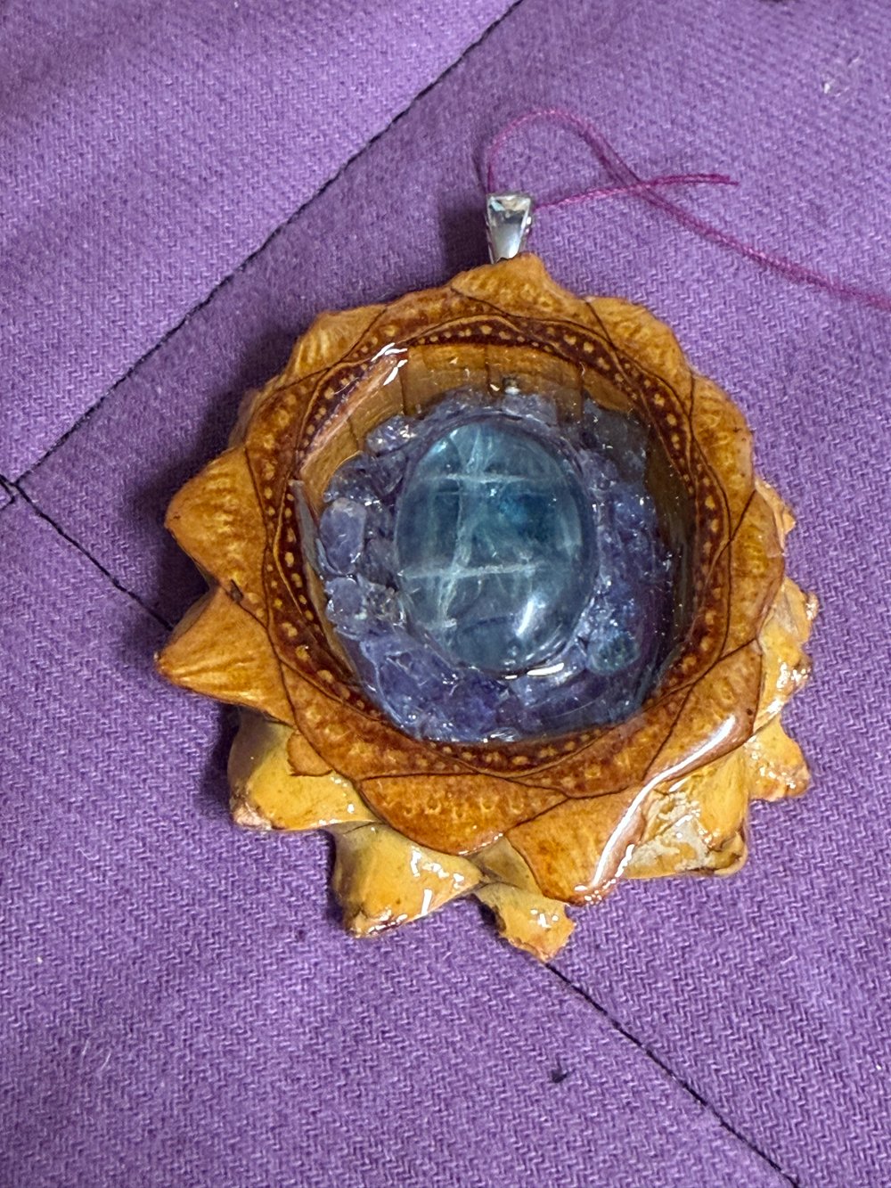 Image of Fluorite and Tanzanite Pinecone Pendant #34