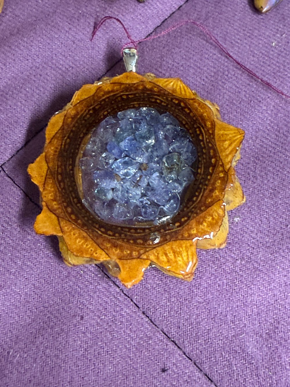 Image of Fluorite and Tanzanite Pinecone Pendant #34