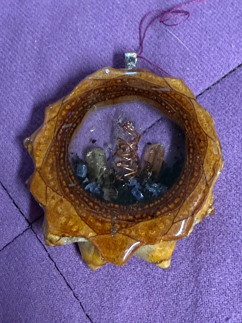 Image of Topaz, Vesuvianite and Tourmaline Pinecone Pendant #11