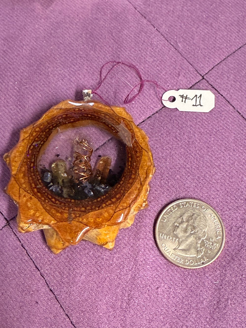 Image of Topaz, Vesuvianite and Tourmaline Pinecone Pendant #11
