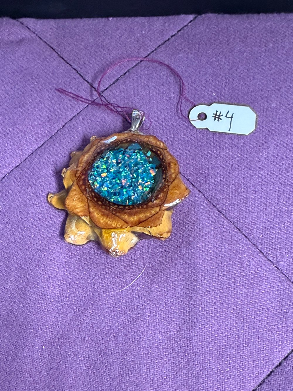 Image of Crushed Opal Pinecone Pendant #4