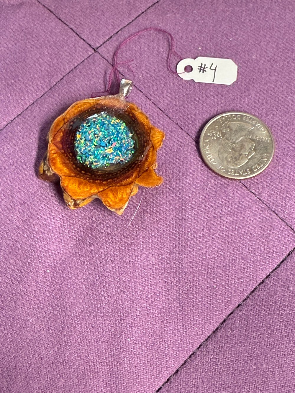 Image of Crushed Opal Pinecone Pendant #4