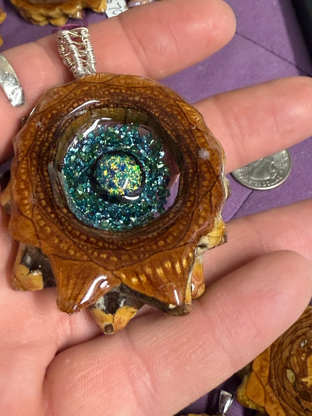 Image of Dichroic Glass Pinecone Pendant #43