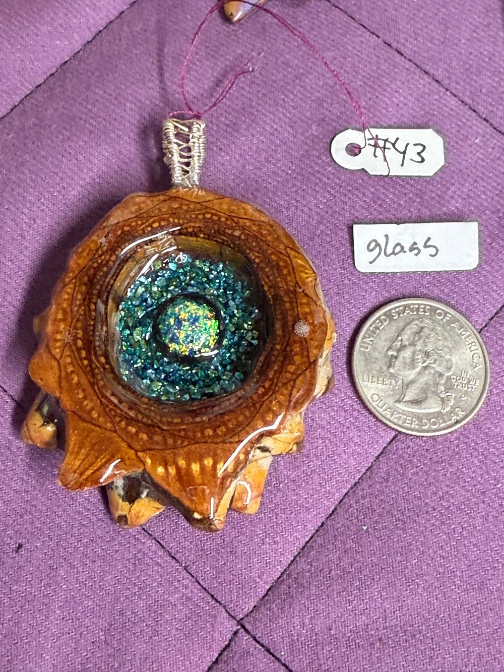 Image of Dichroic Glass Pinecone Pendant #43